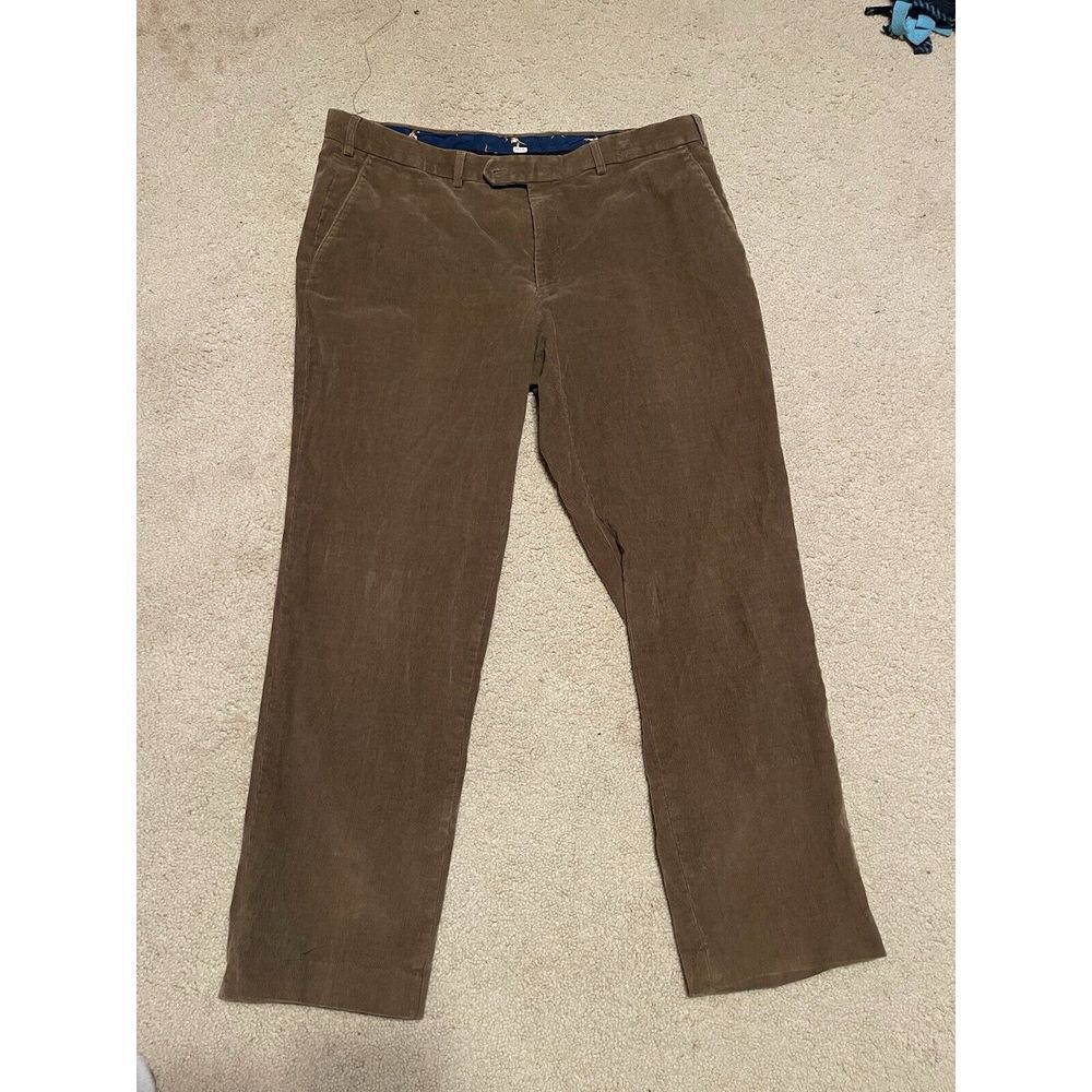 Ralph Lauren Cord Trousers Pants 38 X‎ 30 Brown Cotton Spandex Dogs Fall Men